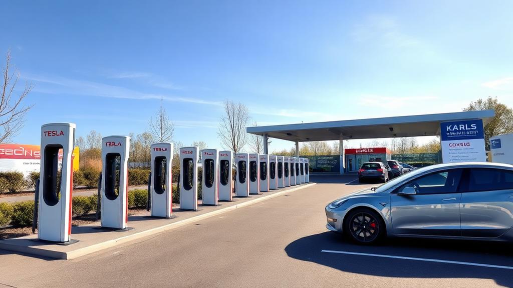 Informationen und Standort der Tesla Supercharger Wustermark - Karls Erlebnis-Dorf Part 1